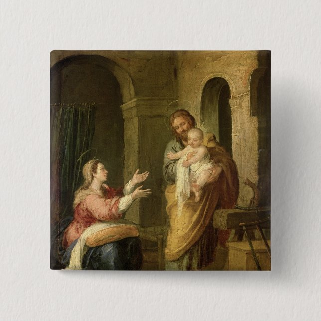 The Holy Family, c.1660-70 15 Cm Square Badge (Front)