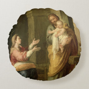 The Holy Family, c.1660-70 Round Cushion