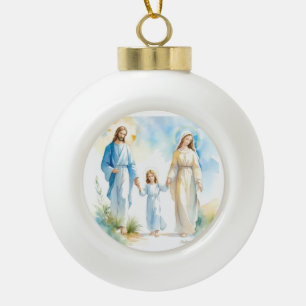 The Holy Family Ceramic Ball Christmas Ornament