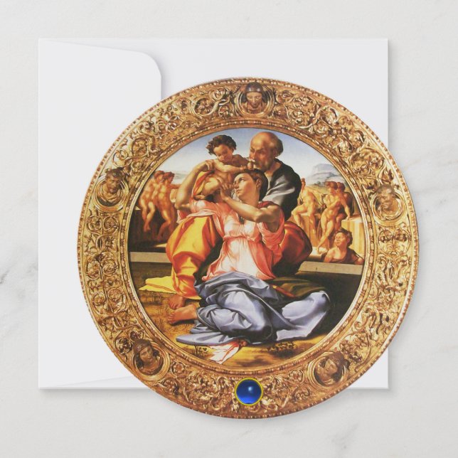 THE HOLY FAMILY CHRISTMAS PARTY Blue Sapphire Gem Invitation (Front)