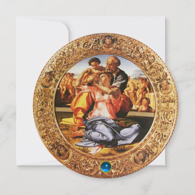 THE HOLY FAMILY CHRISTMAS PARTY Blue Sapphire Gem Invitation (Front)