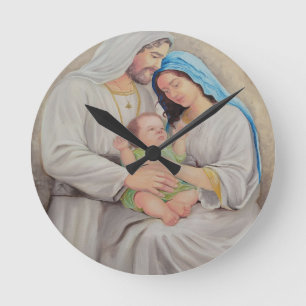 The Holy Family: Divine Love Portrait Round Clock