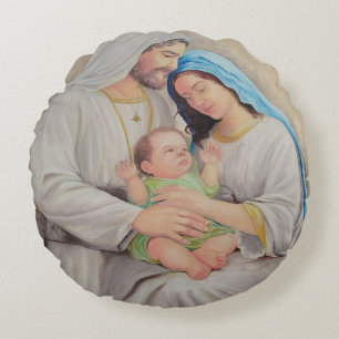 The Holy Family: Divine Love Portrait Round Cushion