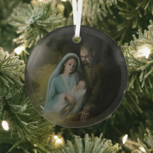 The Holy Family Glass Tree Decoration
