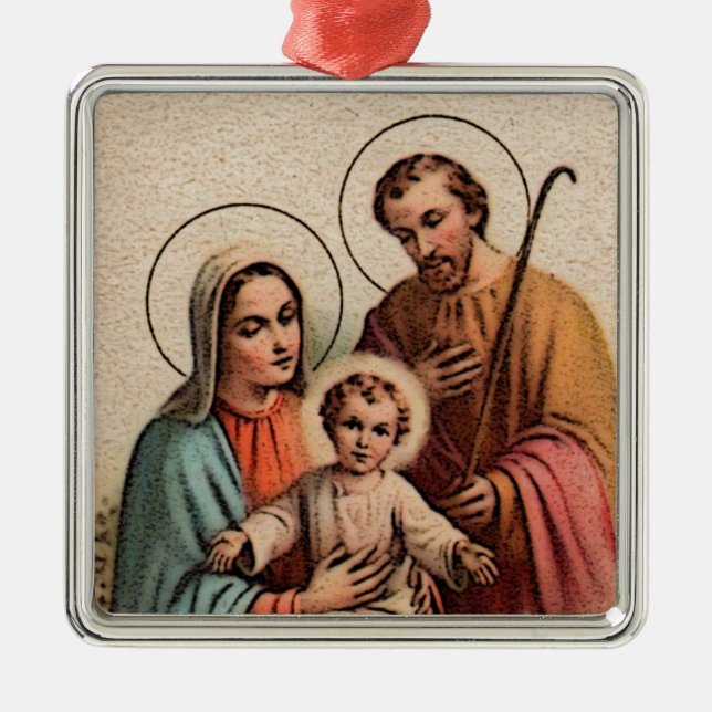The Holy Family - Jesus, Mary, and Joseph Metal Tree Decoration (Front)