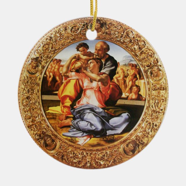The Holy Family Merry Christmas Photo Template Ceramic Tree Decoration (Front)