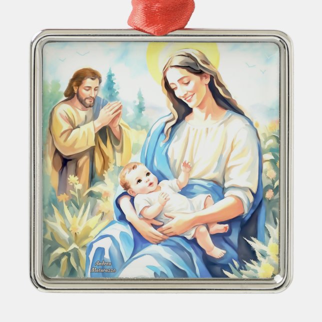 The Holy Family - Nativity Metal Tree Decoration (Front)