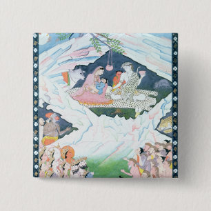 The Holy Family of Shiva and Parvati 15 Cm Square Badge