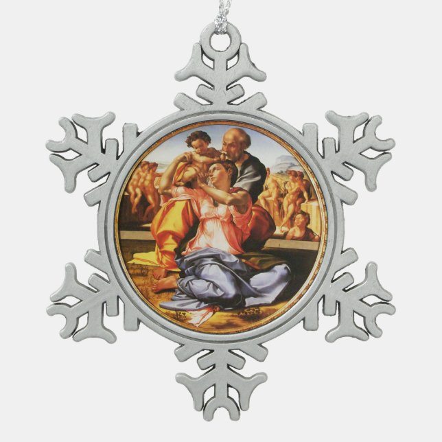 The Holy Family Snowflake Pewter Christmas Ornament (Front)