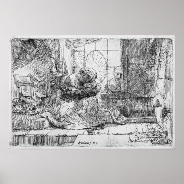 The Holy Family with a cat, 1654 Poster (Front)