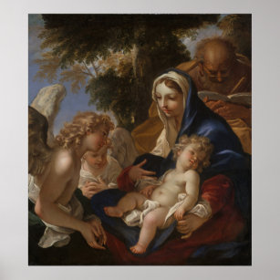The Holy Family With Angels Poster
