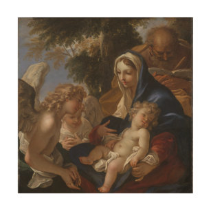 The Holy Family With Angels  Wood Wall Art