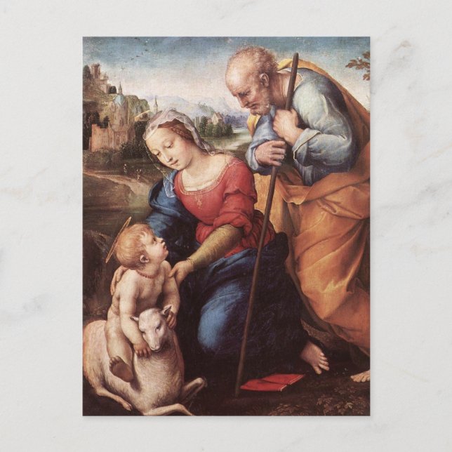 The Holy Family with Lamb Postcard (Front)