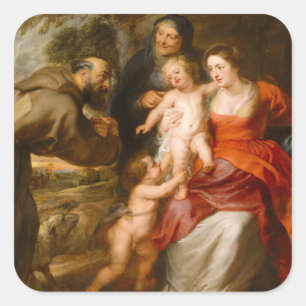 The Holy Family with Saints Square Sticker