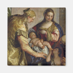 The Holy Family with St. Barbara, c.1550 (oil on c Magnet