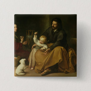 The Holy Family with the Little Bird, c.1650 15 Cm Square Badge
