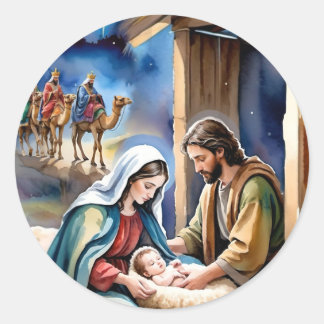 The holy night classic round sticker