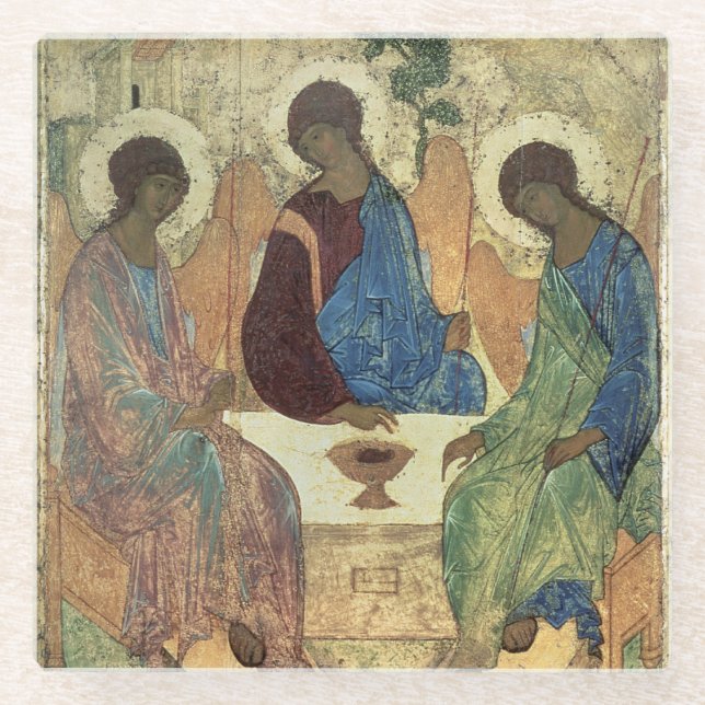 The Holy Trinity, 1420s Glass Coaster (Front)