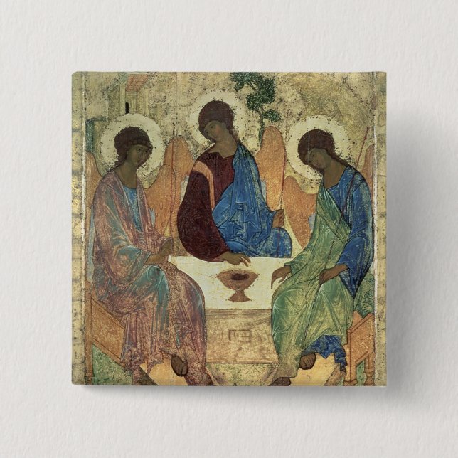 The Holy Trinity, 1420s (tempera on panel) 15 Cm Square Badge (Front)