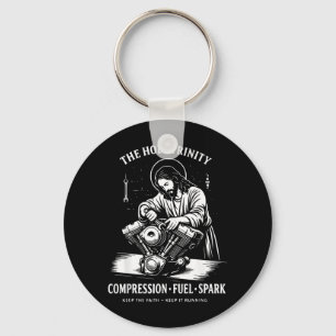The Holy Trinity Compression Fuel Spark Keep Faith Key Ring