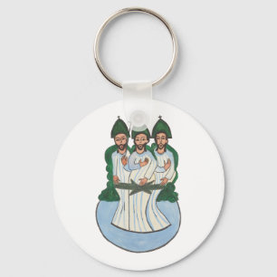 The Holy trinity Vintage Folk art painting Key Ring