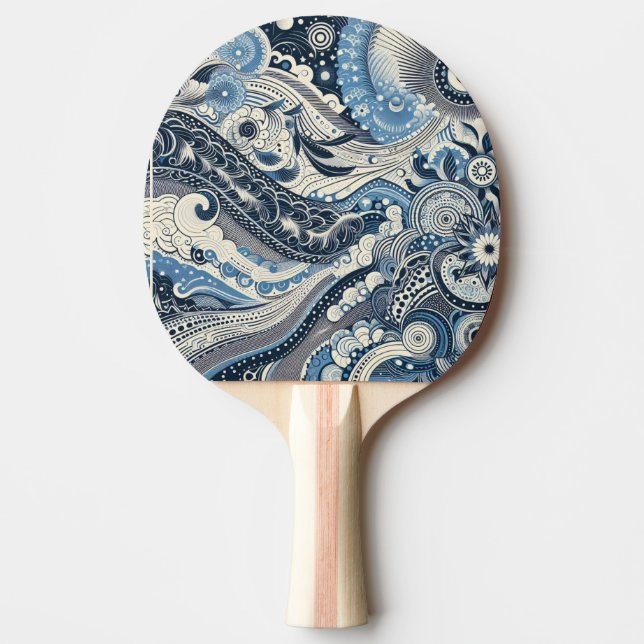 The Home Studio Indigo Bloom Ping Pong Paddle (Front)