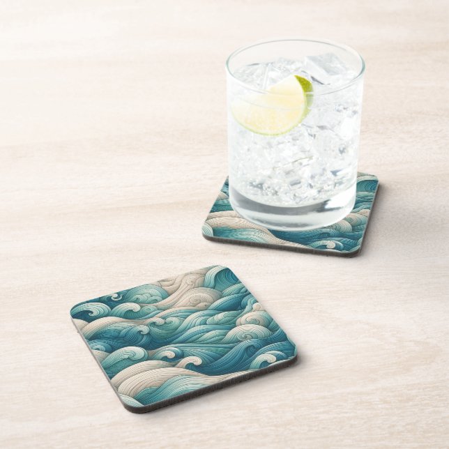 The Home Studio Ocean Wave Swirl  Coaster (Right Side)