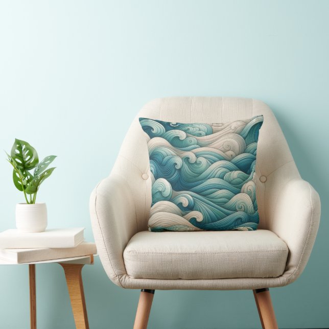 The Home Studio Ocean Wave Swirl  Cushion (Chair)