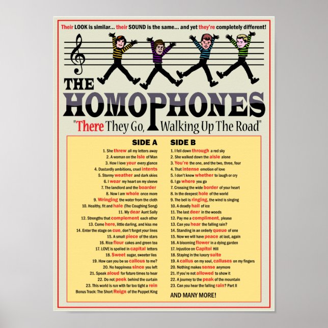 The Homophones Poster (Front)
