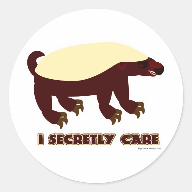 The Honey Badger Secretly Cares Classic Round Sticker (Front)
