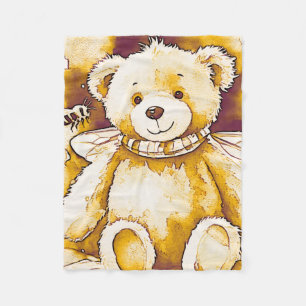 The honey Bee bear Fleece Blanket