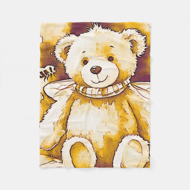 The honey Bee bear Fleece Blanket (Front)