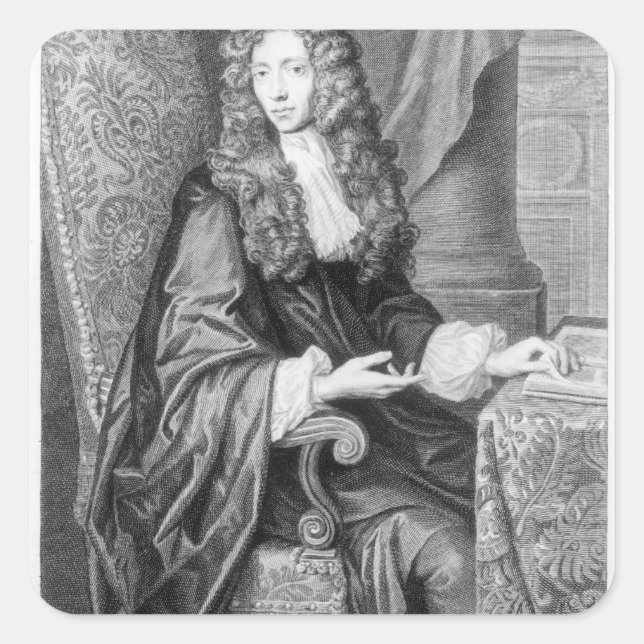 The Honorable Robert Boyle engraved by B. Baron Square Sticker (Front)