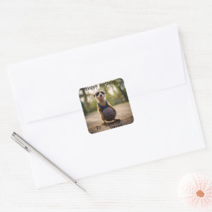 "The Hoop Star Baby Meerkat" Birthday Square Sticker