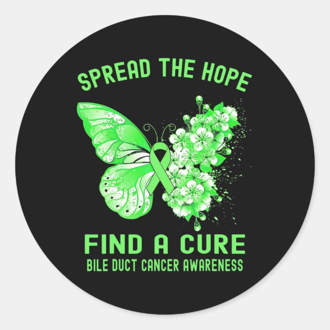The Hope Find A Cure Bile Duct Cancer Awareness  Classic Round Sticker (Front)