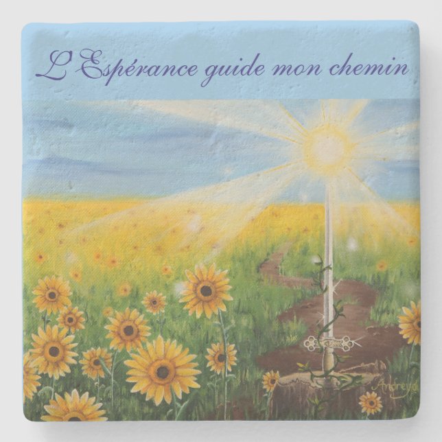 The Hope guides my way Stone Coaster (Front)