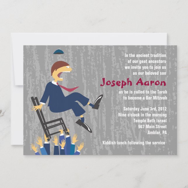The Hora Chair Dance Bar Bat Mitzvah Invitation (Front)