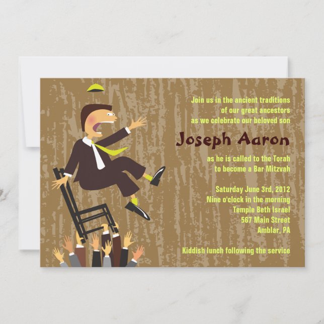 The Hora Chair Dance Bar Mitzvah Invitation (Front)