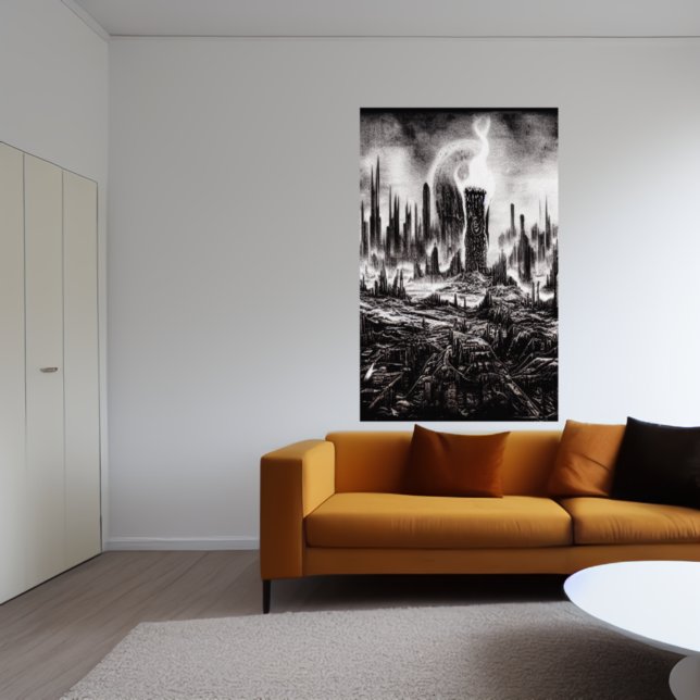 The horror of the destroyed city | AI Art Poster (Creator Uploaded)