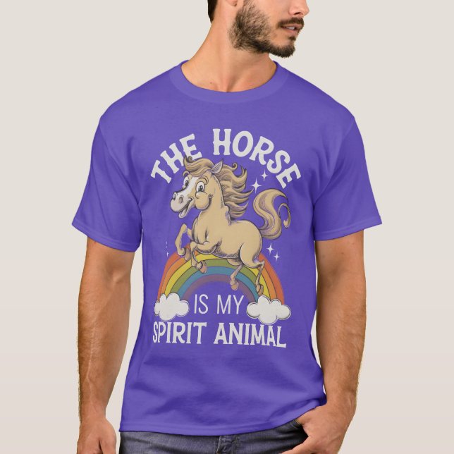 The Horse Is My Spirit Animal Rainbow funny T-Shirt (Front)