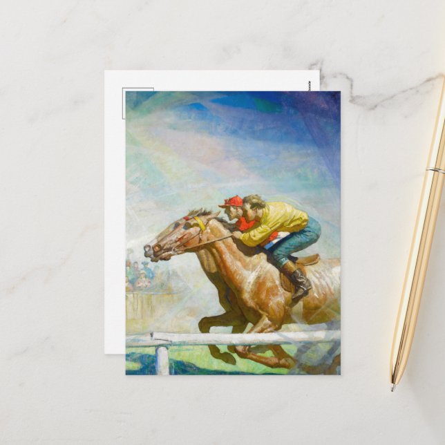 The Horse Race by Newell Convers Wyeth Holiday Postcard (Front/Back In Situ)