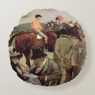 The Horse-Race, c.1890 Round Cushion