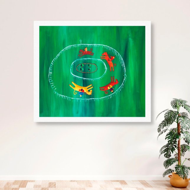 The Horse Race Modern Acrylic Fine Art Painting Canvas Print (Creator Uploaded)