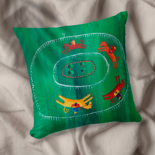 The Horse Race Modern Fine Art Acrylic Painting Cushion