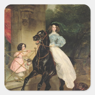 The Horsewoman, Portrait of Giovanina Square Sticker