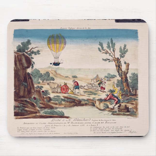 The Hot-Air Balloon of Jean Pierre Blanchard Mouse Mat (Front)