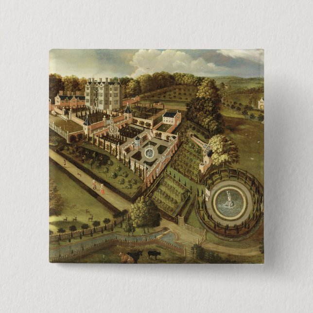 The House and Garden of Llanerch Hall, Denbighshir 15 Cm Square Badge (Front)