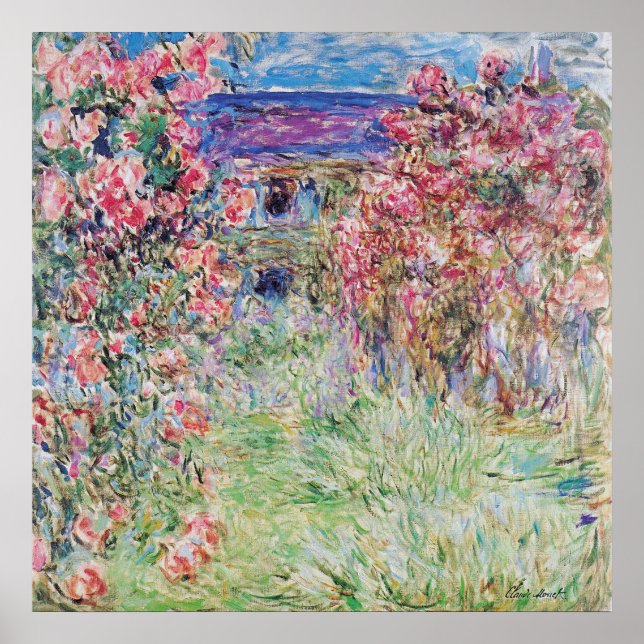 The house in the rose garden by Claude Monet, Poster (Front)