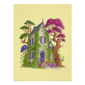 The house with ivy and its giant trees. poster