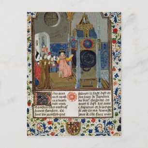 The household admiring the master's rare clock postcard